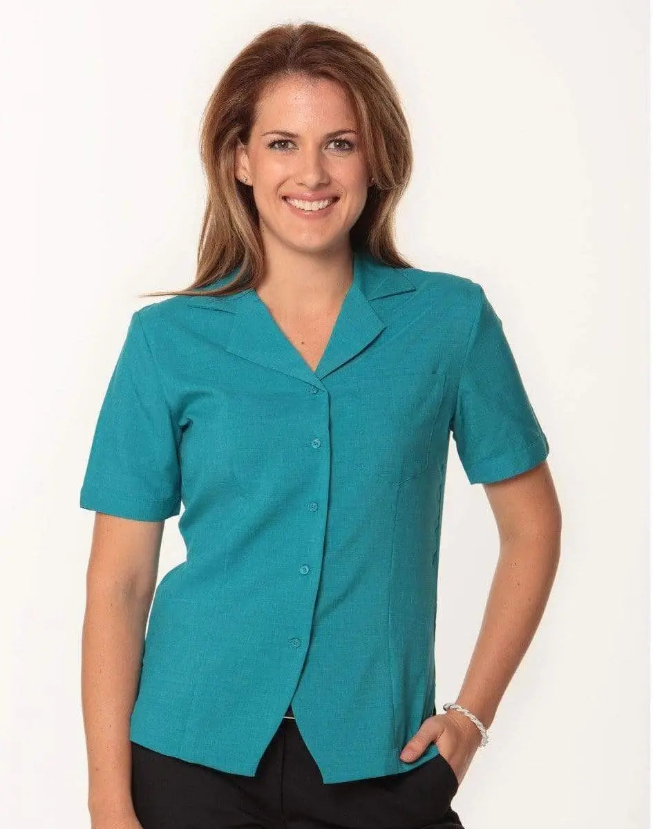 BENCHMARK Women's CoolDry Short Sleeve Overblouse M8614S Corporate Wear Benchmark Teal 6